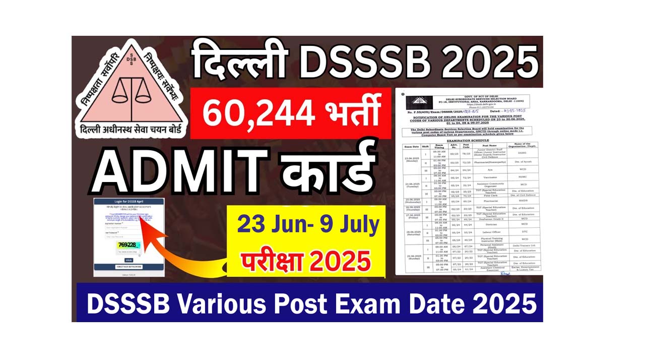 DSSSB Various Post Exam Date 2025